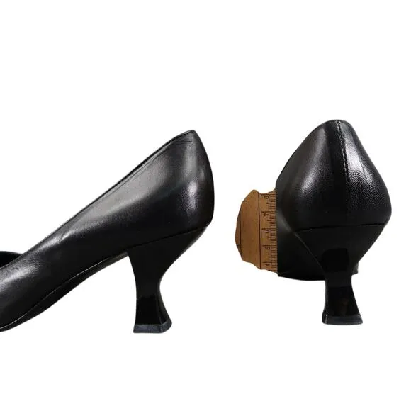 Charles David Shoes Womens 6 Pump Heels Leather Black Spool Square Toe Fashion