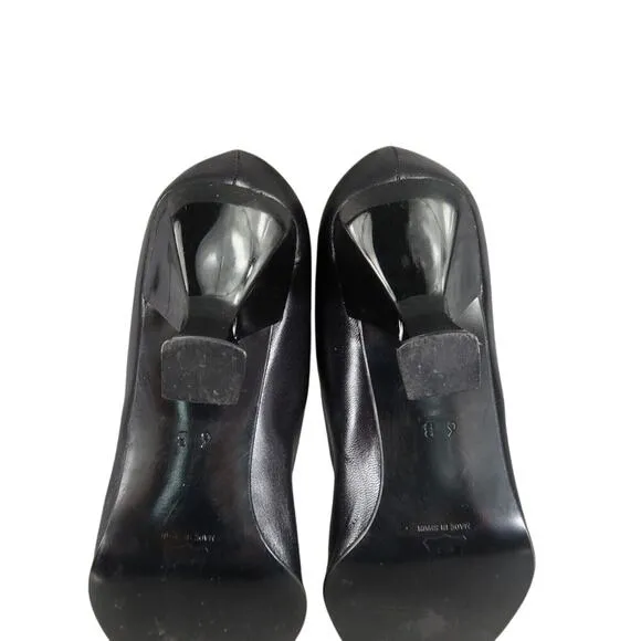 Charles David Shoes Womens 6 Pump Heels Leather Black Spool Square Toe Fashion