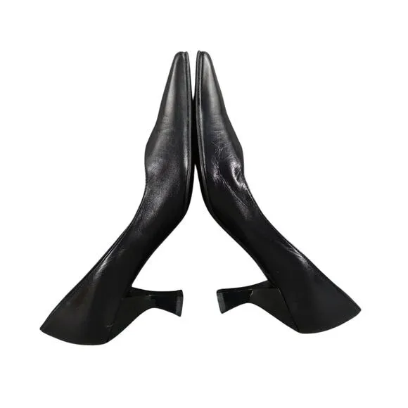 Charles David Shoes Womens 6 Pump Heels Leather Black Spool Square Toe Fashion