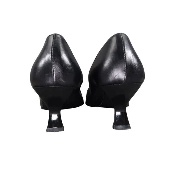 Charles David Shoes Womens 6 Pump Heels Leather Black Spool Square Toe Fashion