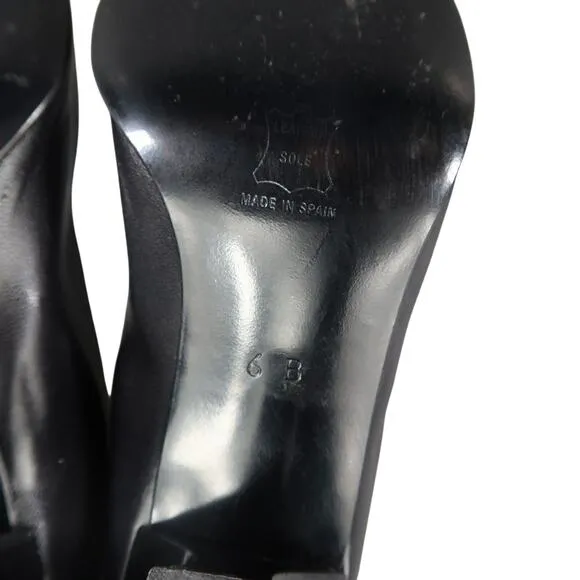 Charles David Shoes Womens 6 Pump Heels Leather Black Spool Square Toe Fashion