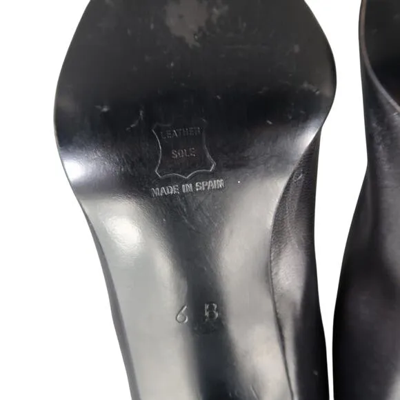 Charles David Shoes Womens 6 Pump Heels Leather Black Spool Square Toe Fashion