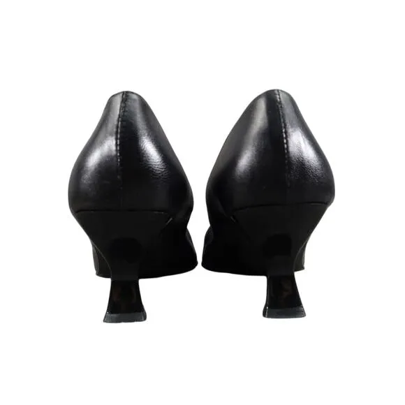 Charles David Shoes Womens 6 Pump Heels Leather Black Spool Square Toe Fashion