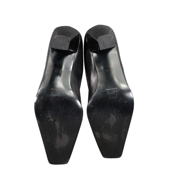 Charles David Shoes Womens 6 Pump Heels Leather Black Spool Square Toe Fashion