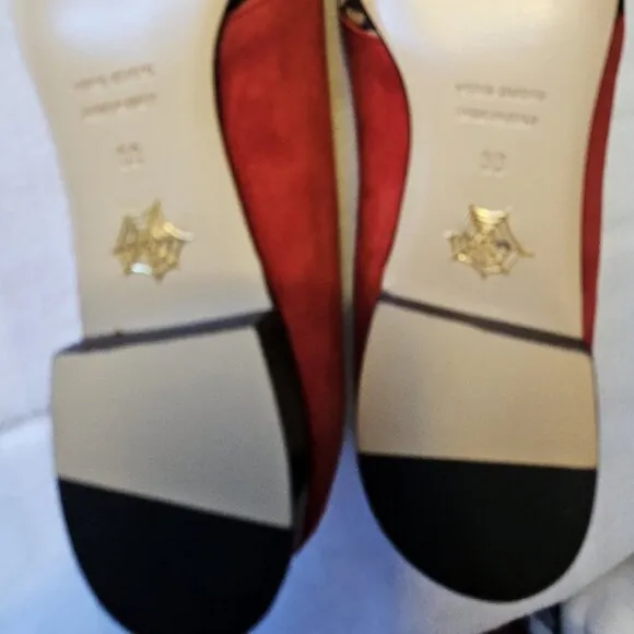 Charlotte Olympia Incy new red suede lips leopard print calfhair girls' flats 33