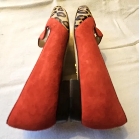 Charlotte Olympia Incy new red suede lips leopard print calfhair girls' flats 33