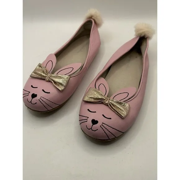 Chasing Fireflies Toddler Sz 7 M Pink Easter Bunny Rabbit Leather Flat Shoes