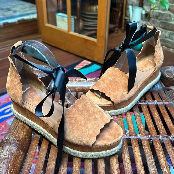 Chloé Lauren espadrille platform sandals in Ochre Delight color Size EU39 US8.5