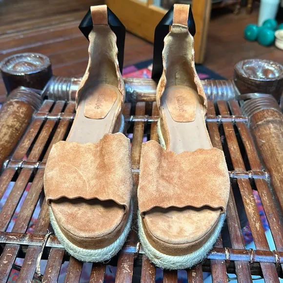 Chloé Lauren espadrille platform sandals in Ochre Delight color Size EU39 US8.5