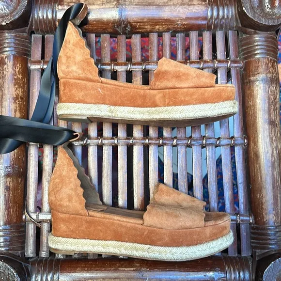 Chloé Lauren espadrille platform sandals in Ochre Delight color Size EU39 US8.5