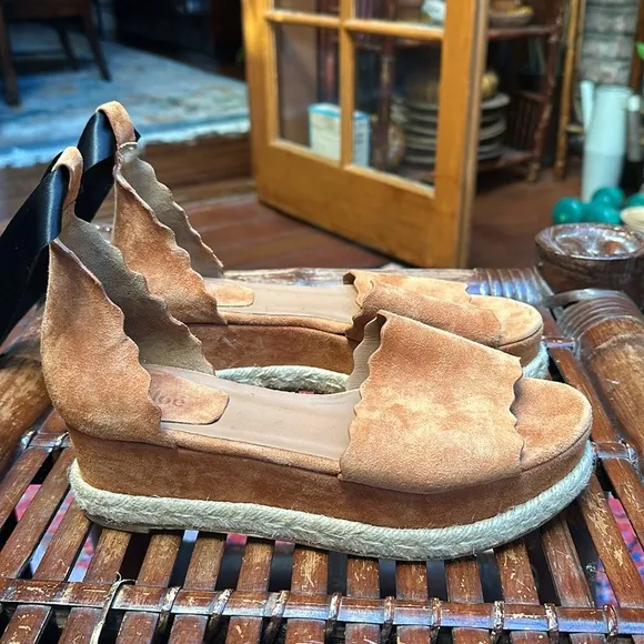 Chloé Lauren espadrille platform sandals in Ochre Delight color Size EU39 US8.5
