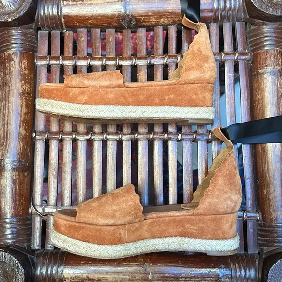 Chloé Lauren espadrille platform sandals in Ochre Delight color Size EU39 US8.5