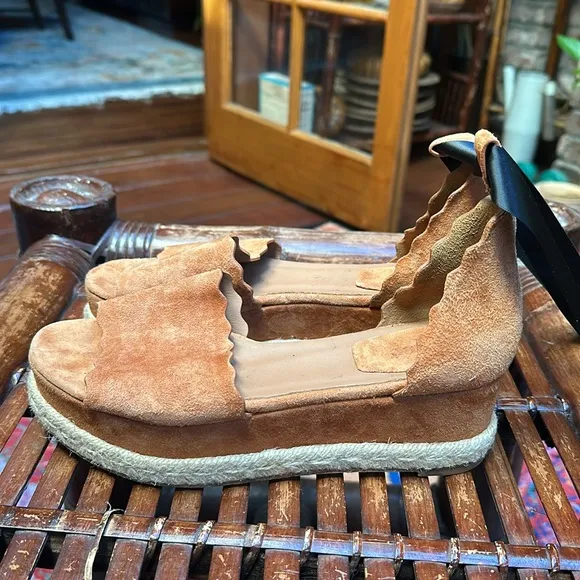 Chloé Lauren espadrille platform sandals in Ochre Delight color Size EU39 US8.5