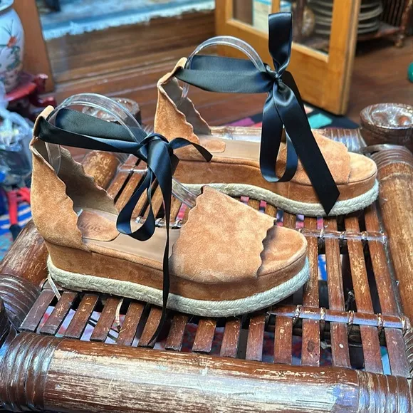 Chloé Lauren espadrille platform sandals in Ochre Delight color Size EU39 US8.5