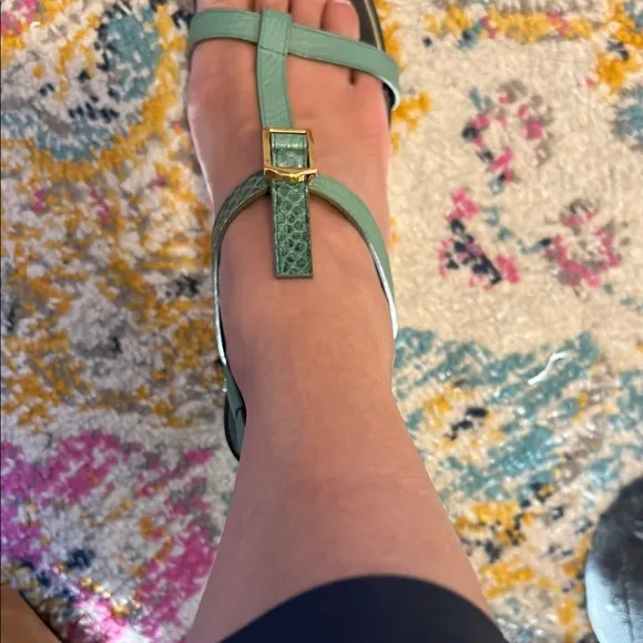 Chloé Strappy Mid-Heel Sandals in Green size 8