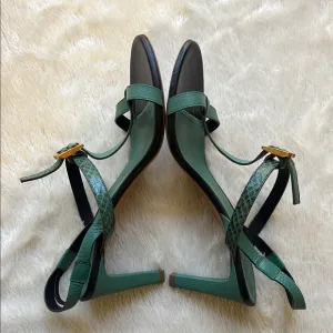 Chloé Strappy Mid-Heel Sandals in Green size 8