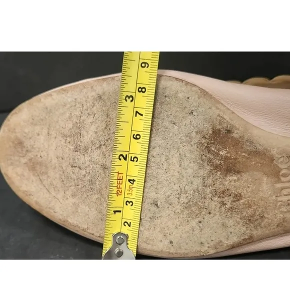 CHLOE ITALY Scalloped Ballerina Flats 39 Tan Leather Slip On Shoes