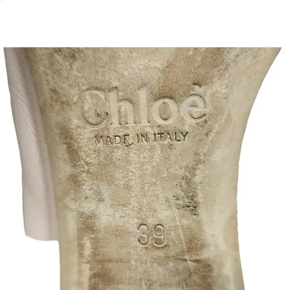 CHLOE ITALY Scalloped Ballerina Flats 39 Tan Leather Slip On Shoes
