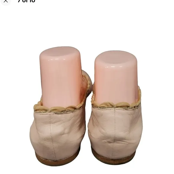 CHLOE ITALY Scalloped Ballerina Flats 39 Tan Leather Slip On Shoes