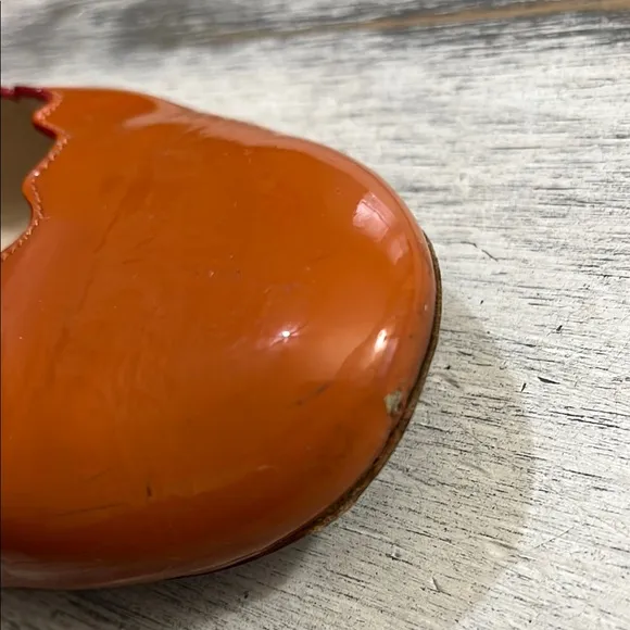 Chloe Orange Leather Ballet Flats with Scalloped Edges size 38