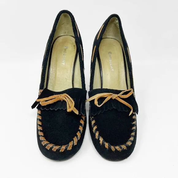 CHOCOLAT BLU Suede Moccasin Style Wedge Heel Shoes