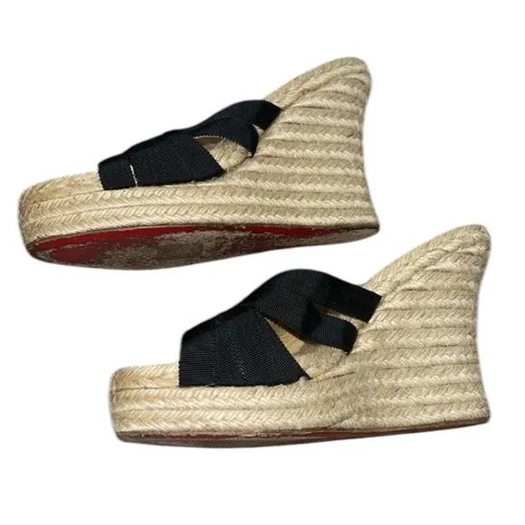 Christian Louboutin Platform Jute Wedge Espadrille Size 37 (US 7)