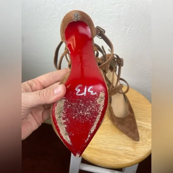 Christian Louboutin Victorilla Biscotto Brown Pump Sandal EU 37.5 US 7.5