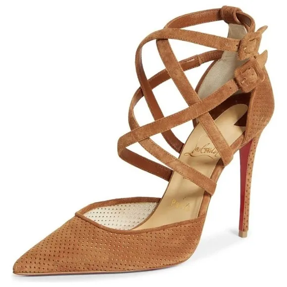Christian Louboutin Victorilla Biscotto Brown Pump Sandal EU 37.5 US 7.5