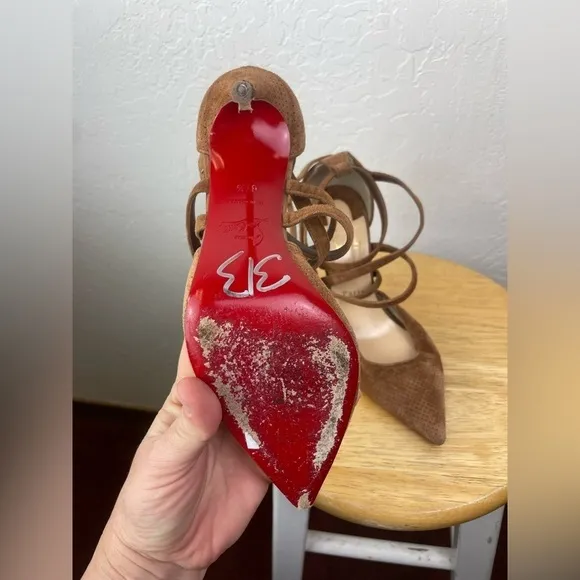 Christian Louboutin Victorilla Biscotto Brown Pump Sandal EU 37.5 US 7.5