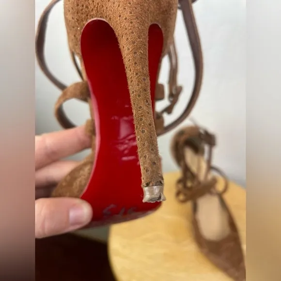 Christian Louboutin Victorilla Biscotto Brown Pump Sandal EU 37.5 US 7.5