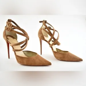 Christian Louboutin Victorilla Biscotto Brown Pump Sandal EU 37.5 US 7.5