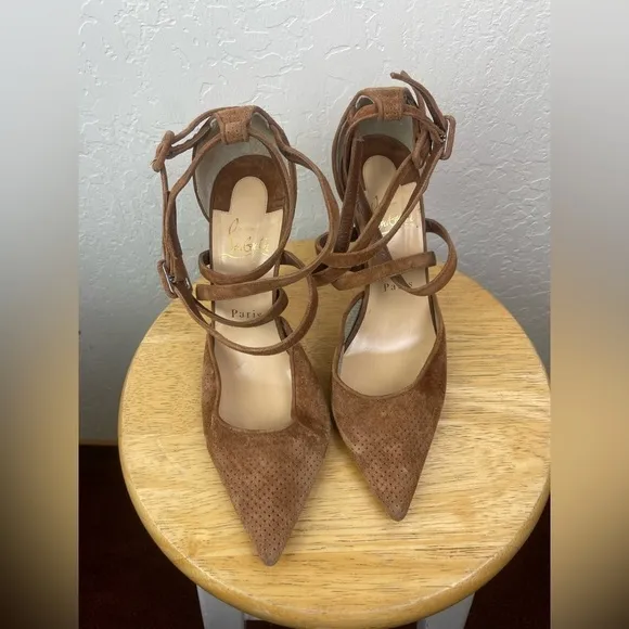 Christian Louboutin Victorilla Biscotto Brown Pump Sandal EU 37.5 US 7.5