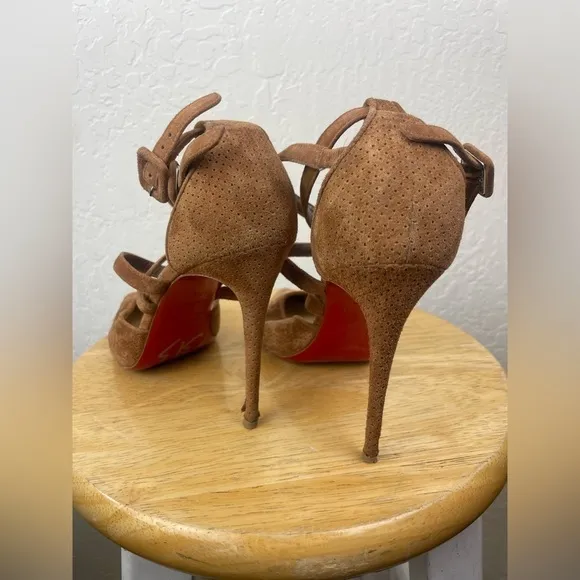 Christian Louboutin Victorilla Biscotto Brown Pump Sandal EU 37.5 US 7.5