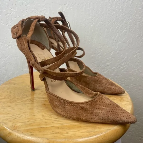 Christian Louboutin Victorilla Biscotto Brown Pump Sandal EU 37.5 US 7.5