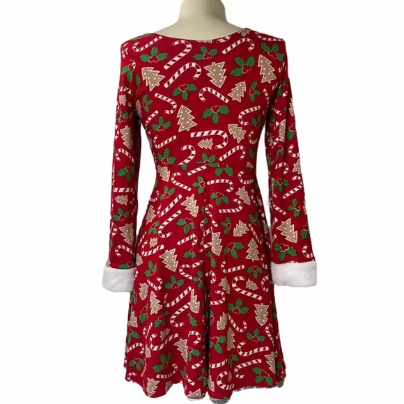 Christmas Dress Reversible Holiday Fair Isle Sweaters Girls Red Size Large