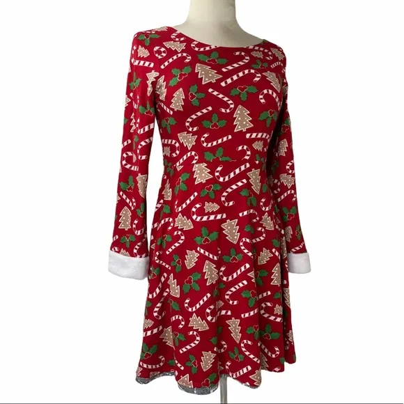 Christmas Dress Reversible Holiday Fair Isle Sweaters Girls Red Size Large