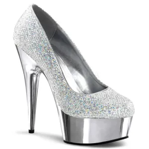 Chrome Platform Glitter High Heel Shoes