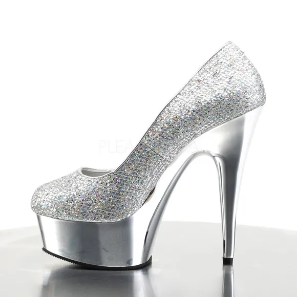 Chrome Platform Glitter High Heel Shoes