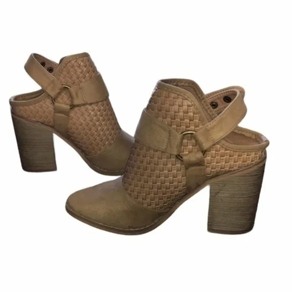 Chunky Heel Slingback Almond Toe Fall Heel Ankle Boots Size 8.5