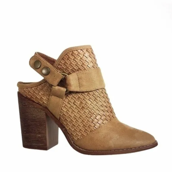 Chunky Heel Slingback Almond Toe Fall Heel Ankle Boots Size 8.5
