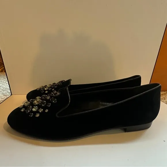 Church’s Luxury Velvet Jeweled Flats by Prada New with Box➕Dust Bags Sz 38.5