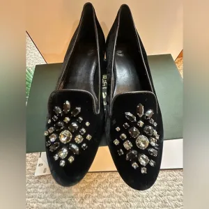 Church’s Luxury Velvet Jeweled Flats by Prada New with Box➕Dust Bags Sz 38.5