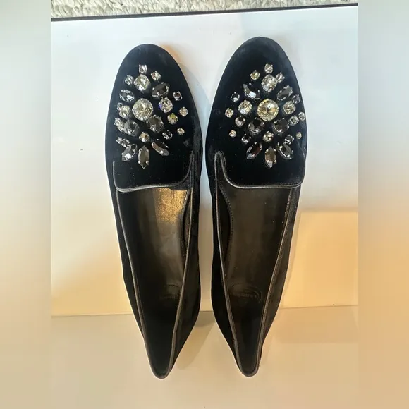 Church’s Luxury Velvet Jeweled Flats by Prada New with Box➕Dust Bags Sz 38.5