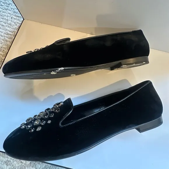 Church’s Luxury Velvet Jeweled Flats by Prada New with Box➕Dust Bags Sz 38.5