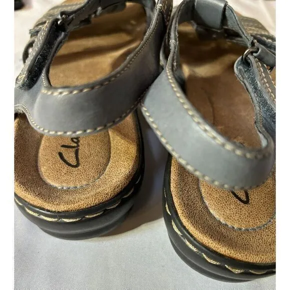 Clarks Laurieann Kay Women Strappy T Strap Slingback Sandal US 7M ‎ Gray