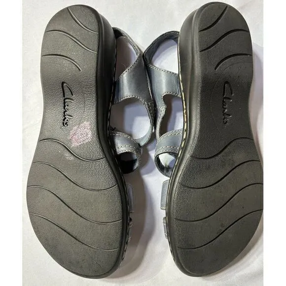 Clarks Laurieann Kay Women Strappy T Strap Slingback Sandal US 7M ‎ Gray