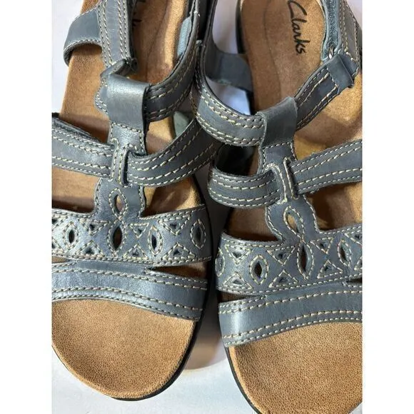 Clarks Laurieann Kay Women Strappy T Strap Slingback Sandal US 7M ‎ Gray