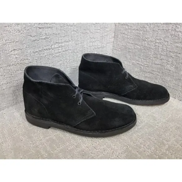 Clarks Men's Size 9.5 M Black Low Top Lace Up Suede Round Toe Fashion Shoes