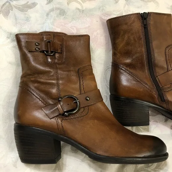 Clarks Womens Mascarpone Cafe Leather Ankle Boots Shoes 9.5