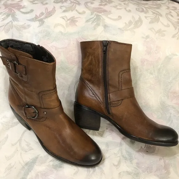 Clarks Womens Mascarpone Cafe Leather Ankle Boots Shoes 9.5